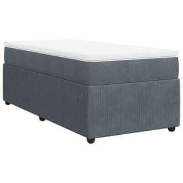 Vidaxl Box spring postelja z vzmetnico temno siv 90x190 cm žamet