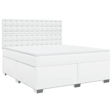 Vidaxl Box spring postelja z vzmetnico bela 180x200 cm umetno usnje