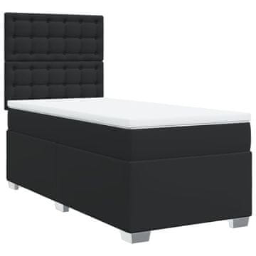 Vidaxl Box spring postelja z vzmetnico črna 90x200 cm umetno usnje