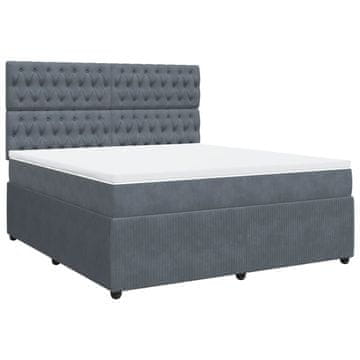 Vidaxl Box spring postelja z vzmetnico temno siva 180x200 cm žamet