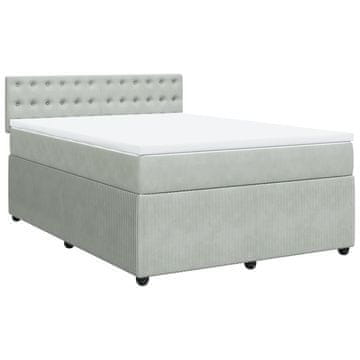 Vidaxl Box spring postelja z vzmetnico svetlo siva 140x200 cm žamet