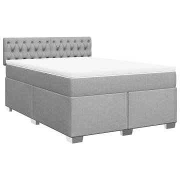 Vidaxl Box spring posteljni z vzmetnico svetlo siv 140x190 cm blago