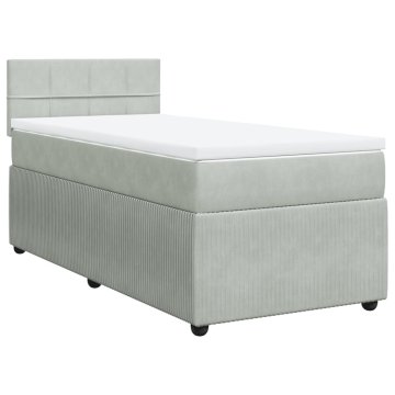Vidaxl Box spring postelja z vzmetnico svetlo siv 90x190 cm žamet