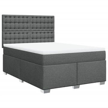Vidaxl Box spring postelja z vzmetnico temno siva 140x200 cm blago