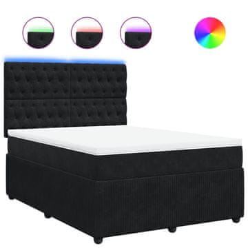 Vidaxl Box spring postelja z vzmetnico črna 160x200 cm žamet