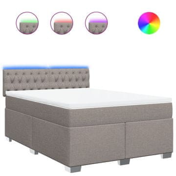 Vidaxl Box spring postelja z vzmetnico taupe 140x190 cm blago
