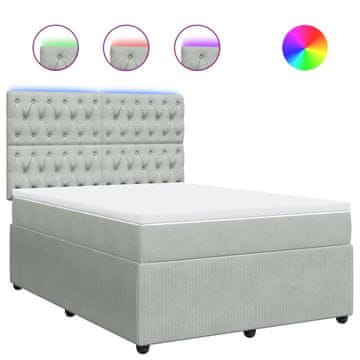 Vidaxl Box spring postelja z vzmetnico svetlo siv 140x190 cm žamet