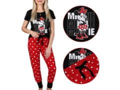 Disney Minnie Miška Disney Bombažna ženska pižama s kratkimi rokavi Črno-rdeča s pikami L