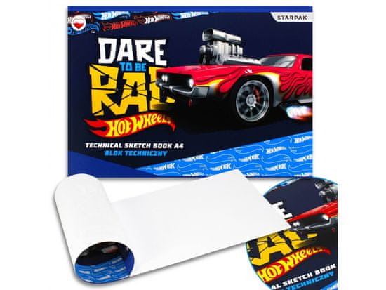 STARPAK Hot Wheels Tehnični blok bel A4 10 listov