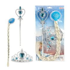 Teddies Lepotni set plastična krona, žezlo, coprnica Ledena princesa na kartici