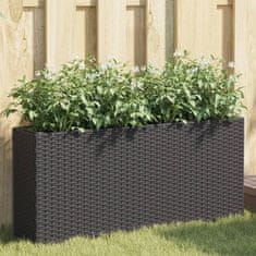 shumee Vrtna korita z 2 loncema 2 kosa črna 90x20x40 cm poli ratan