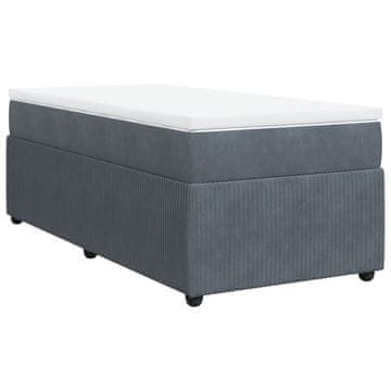 Vidaxl Box spring postelja z vzmetnico temno siva 100x200 cm žamet
