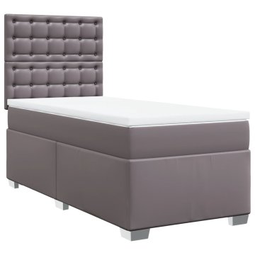 Vidaxl Box spring postelja z vzmetnico siva 100x200 cm umetno usnje