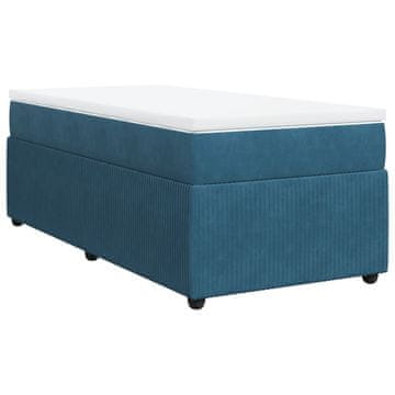 Vidaxl Box spring postelja z vzmetnico temno modra 100x200 cm žamet