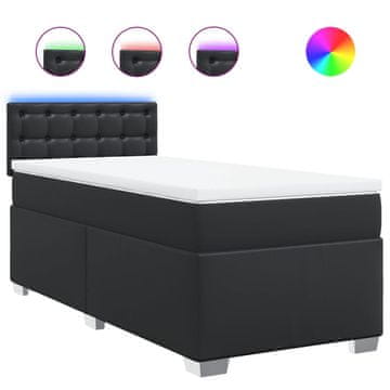 Vidaxl Box spring postelja z vzmetnico črna 80x200 cm umetno usnje