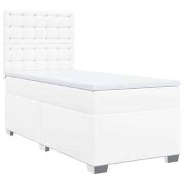 Vidaxl Box spring postelja z vzmetnico bela 80x200 cm umetno usnje
