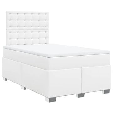 Vidaxl Box spring postelja z vzmetnico bel 120x200 cm umetno usnje