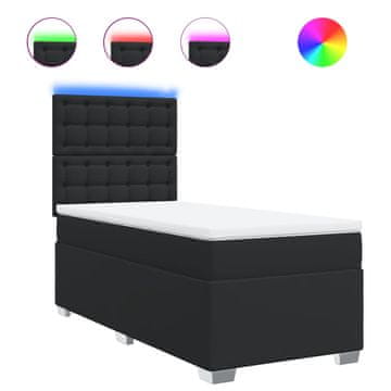 Vidaxl Box spring postelja z vzmetnico črna 80x200 cm umetno usnje