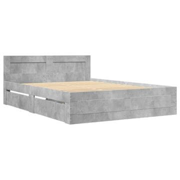 Vidaxl Posteljni okvir z vzglavjem betonsko siv 120x190 cm inž. les