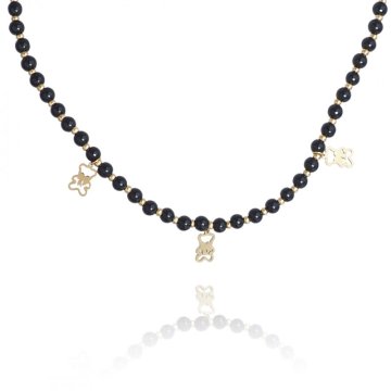 Flamenco Mystique Ogrlica iz kirurškega jekla, pokrita s 14-karatnim zlatom, sijajno zlata, dolžina 40 cm + 5 cm nastavitve