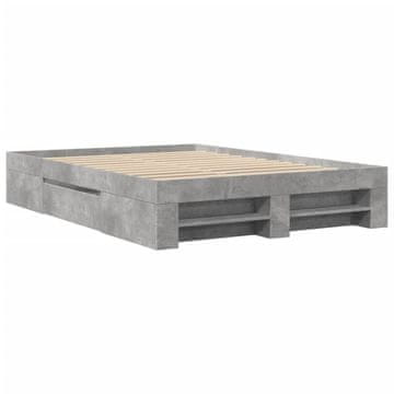 Vidaxl Posteljni okvir betonsko siv 135x190 cm inženirski les
