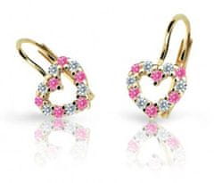 Cutie Jewellery Otroški uhani iz rumenega zlata C2157-10-X-1 (Barva fuksija)