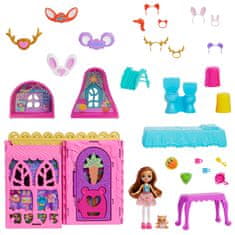 Mattel Hiša prijateljstva Enchantimals, lutka in hiša, 7 igralnih površin, 24 igralnih kosov HXL53