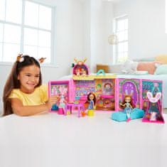 Mattel Hiša prijateljstva Enchantimals, lutka in hiša, 7 igralnih površin, 24 igralnih kosov HXL53