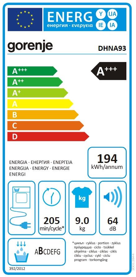 Gorenje DHNA93 sušilni stroj, 9 kg