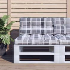 Vidaxl Blazina za kavč iz palet siva karo vzorec 70x40x12 cm blago