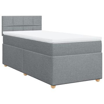 Vidaxl Box spring postelja z vzmetnico svetlo siva 90x190 cm blago