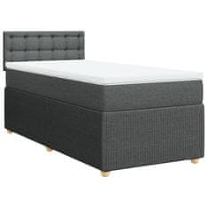 Vidaxl Box spring postelja z vzmetnico temno siva 90x190 cm blago