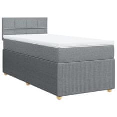 Vidaxl Box spring postelja z vzmetnico svetlo siv 100x200 cm blago