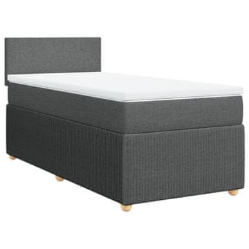 Vidaxl Box spring postelja z vzmetnico temno siva 90x200 cm blago
