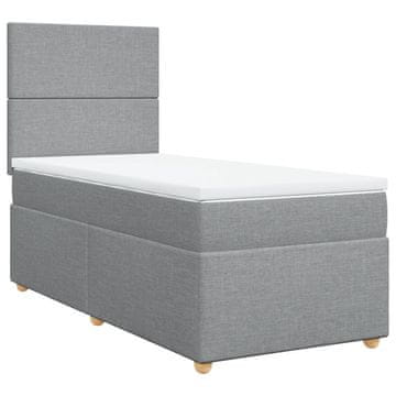 Vidaxl Box spring postelja z vzmetnico svetlo siva 90x200 cm blago