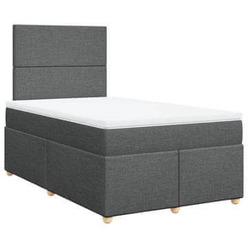 Vidaxl Box spring postelja z vzmetnico temno siva 120x200 cm blago