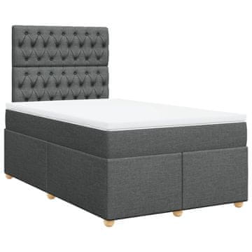 Vidaxl Box spring postelja z vzmetnico temno siva 120x190 cm blago