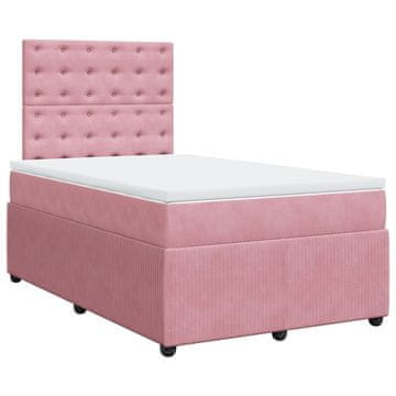 Vidaxl Box spring postelja z vzmetnico roza 120x200 cm žamet