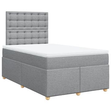 Vidaxl Box spring postelja z vzmetnico svetlo siva 120x200 cm blago