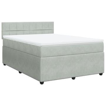 Vidaxl Box spring postelja z vzmetnico svetlo siva 140x200 cm žamet