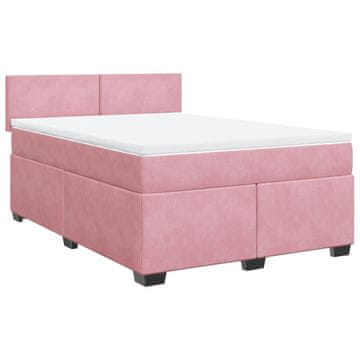 Vidaxl Box spring postelja z vzmetnico roza 160x200 cm žamet
