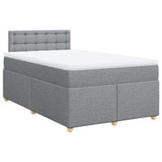 Vidaxl Box spring postelja z vzmetnico svetlo siva 120x200 cm blago