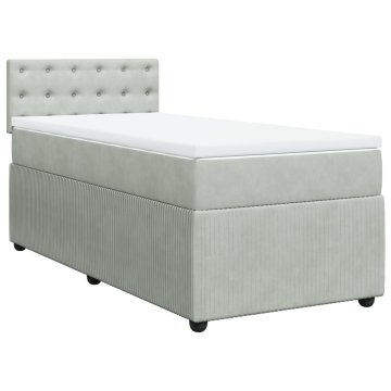 Vidaxl Box spring postelja z vzmetnico svetlo siva 90x200 cm žamet