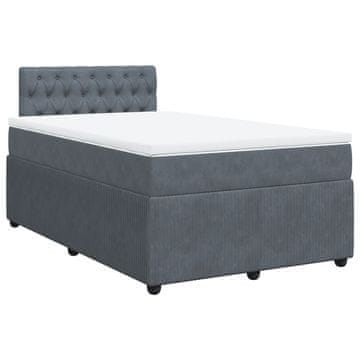 Vidaxl Box spring postelja z vzmetnico temno siva 120x200 cm žamet