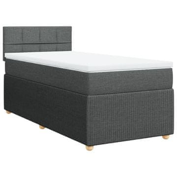 Vidaxl Box spring postelja z vzmetnico temno siva 90x190 cm blago