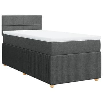 Vidaxl Box spring postelja z vzmetnico temno siva 90x200 cm blago