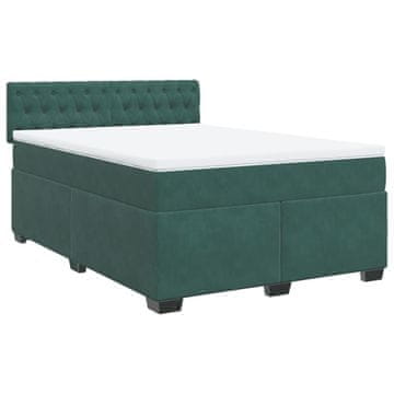 Vidaxl Box spring postelja z vzmetnico temno zelena 160x200 cm žamet