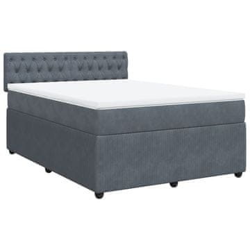 Vidaxl Box spring postelja z vzmetnico temno siva 140x200 cm žamet
