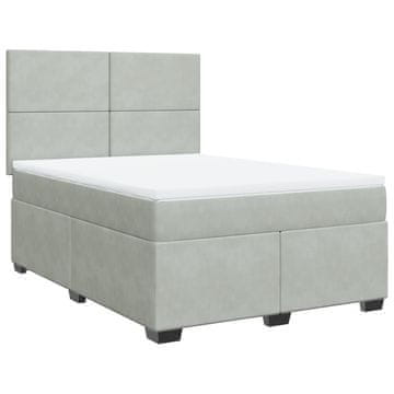 Vidaxl Box spring postelja z vzmetnico svetlo siva 160x200 cm žamet