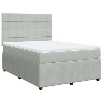 Vidaxl Box spring postelja z vzmetnico svetlo siva 140x200 cm žamet